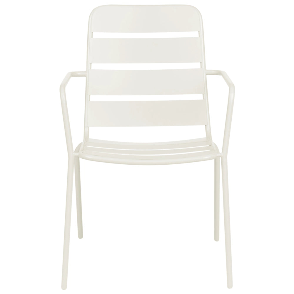 Set di 6 sedie da giardino in ferro zincato verniciato a polvere, colore beige chiaro, per esterni, stile moderno