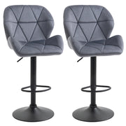 Sgabello da Bar con Schienale Regolabile ¨C Zephmum ¨C Velluto Grigio 51.5x57.5x93-114.5cm