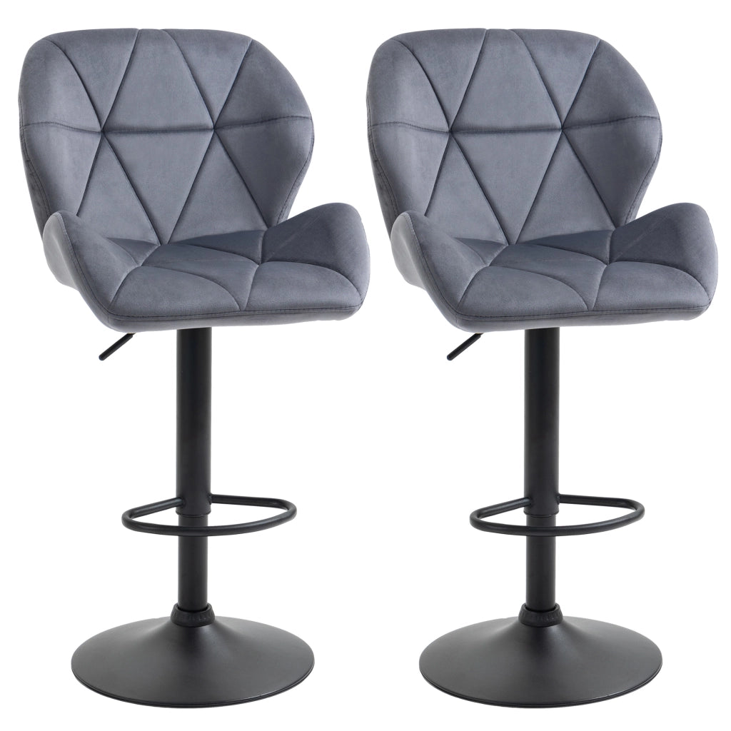 Sgabello da Bar con Schienale Regolabile ¨C Zephmum ¨C Velluto Grigio 51.5x57.5x93-114.5cm