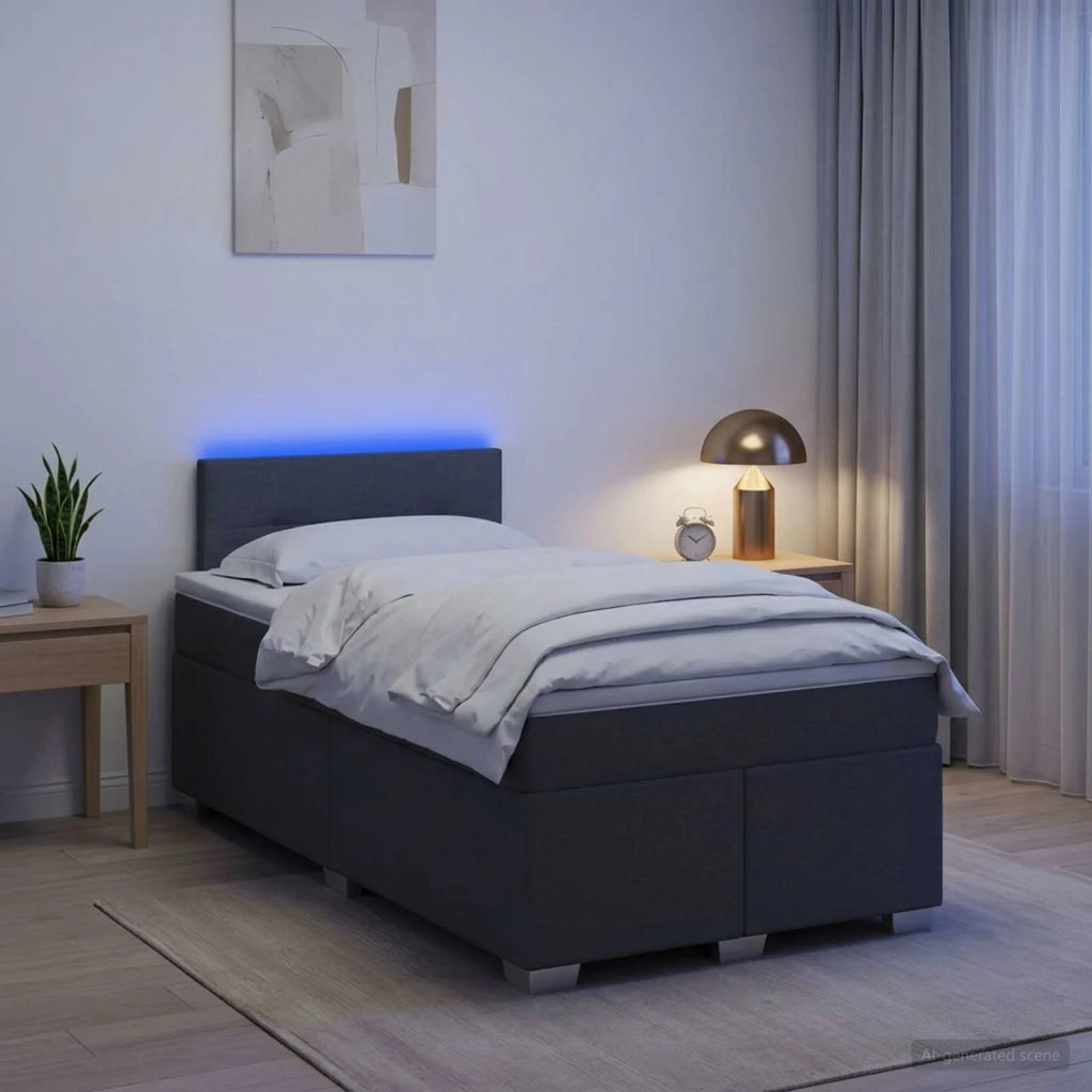 Letto con Box Spring, Materasso e LED Grigio Scuro 120 x 190 cm 3451897