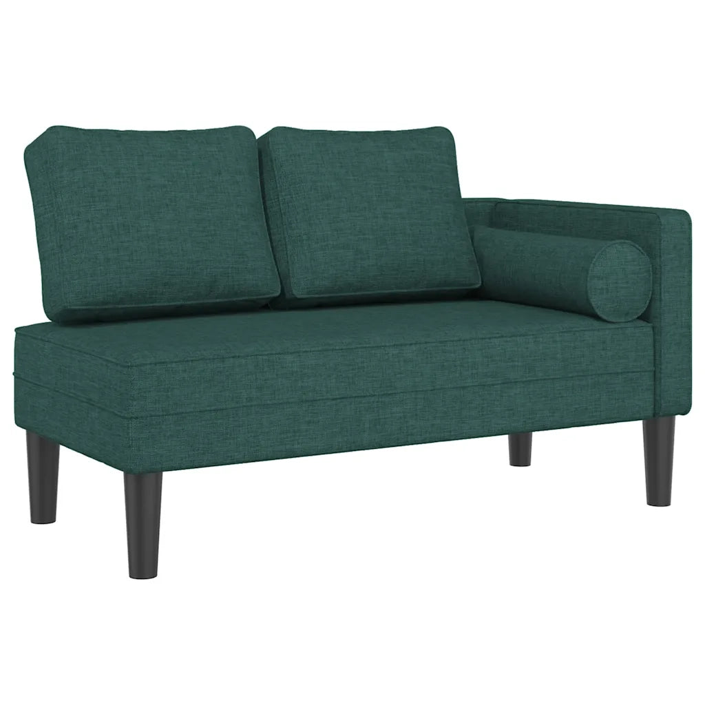Chaise Longue con Cuscini Verde Scuro in Tessuto