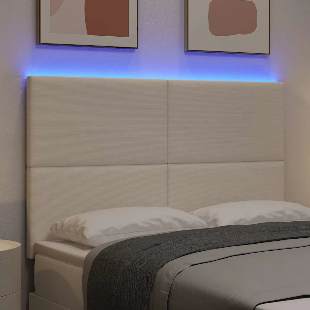 Testiera LED con strisce LED Crema 160 cm Tessuto in Cords 3338332