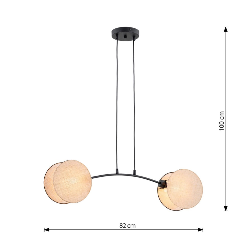 Lampada a sospensione MOTIF in acciaio nero e tessuto beige