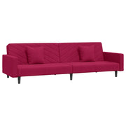 Divano letto | Sof¨¤ letto | Letto singolo a 2 Posti con 2 Cuscini Rosso Vino in Velluto