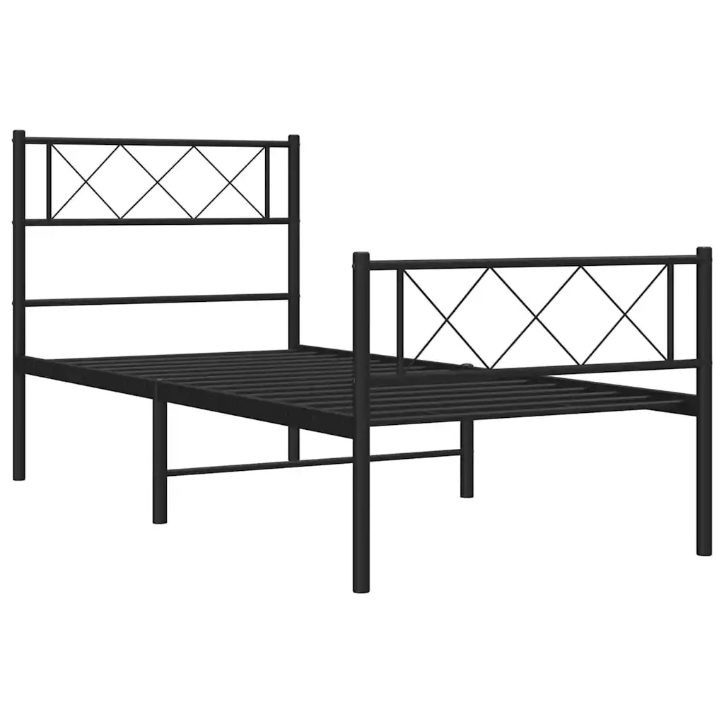 Giroletto con Testiera e Pediera Metallo Nero 100x200 cm 372290