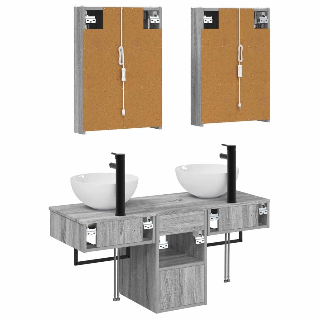 Set di Armadi da Bagno 5 pcs Sonoma grigio 43 x 11,5 x 60,5 cm 3406292