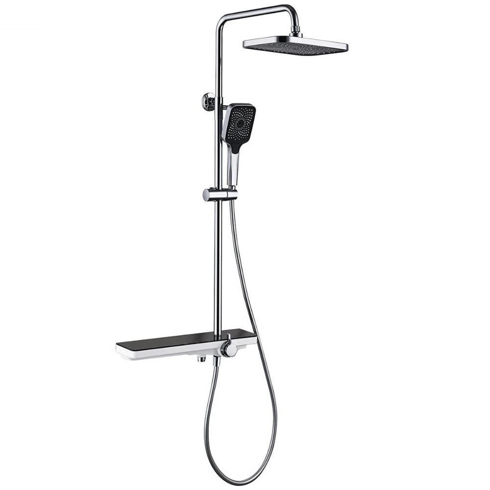 Trade Shop - Set Colonna Doccia Saliscendi Con Miscelatore Rubinetto Soffione E Doccetta Muro -