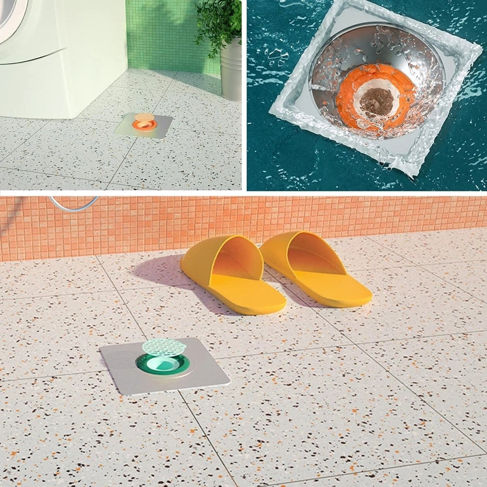 Trade Shop - Set 5pz Nucleo Scarico A Pavimento Antiodore Silicone Per Bagno Cucina Lavatrice -