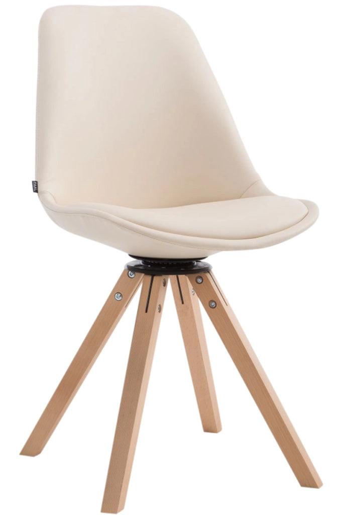 Sedia Girevole Calais in Similpelle natura,crema