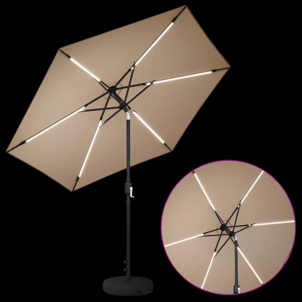 Parasol da giardino con luci LED e base 270 x 270 cm Poliestere 42036259