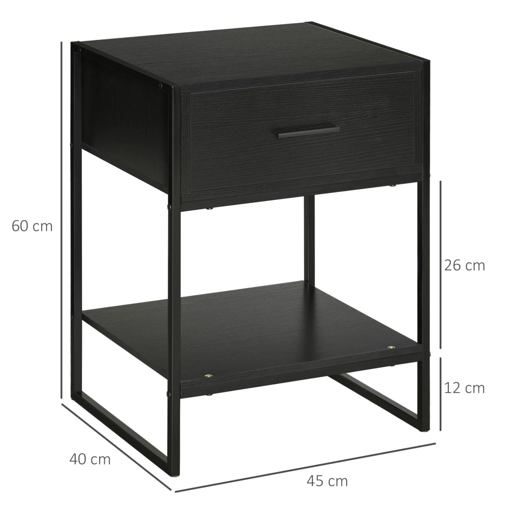 Comodino con cassetto e ripiano ¨C Zephmum ¨C 45x40x60 cm nero