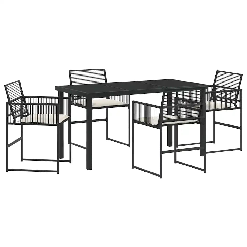 Set da Pranzo per Giardino 5 pcs Nero