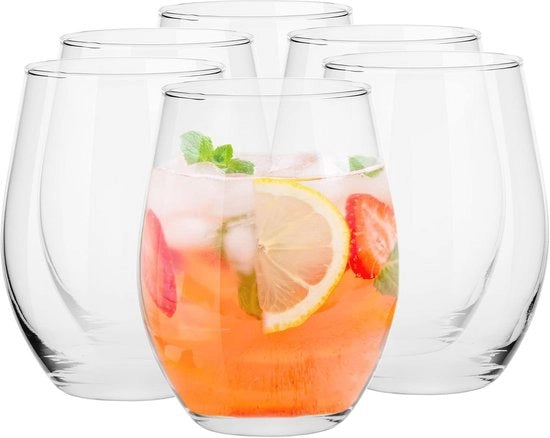 Set di 6 Calici da Vino Resistenti al Lavastoviglie Senza Acciaio - 580 ml Calici per Vino, Acqua, Cocktail e Dessert