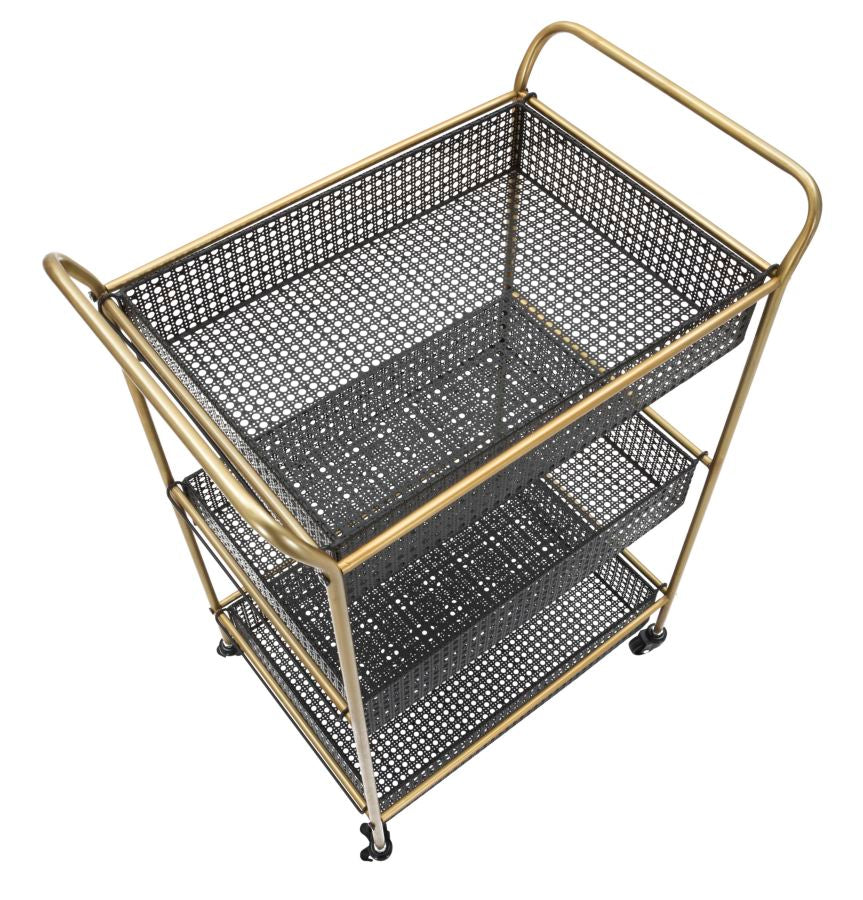 Carrello Fashion 56x37x81 cm in Ferro Nero e Oro