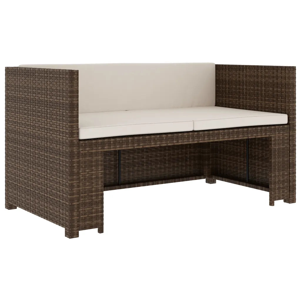 Set Divani da Giardino 5 pz | Set Salotto da Giardino con Cuscini in Polyrattan Marrone