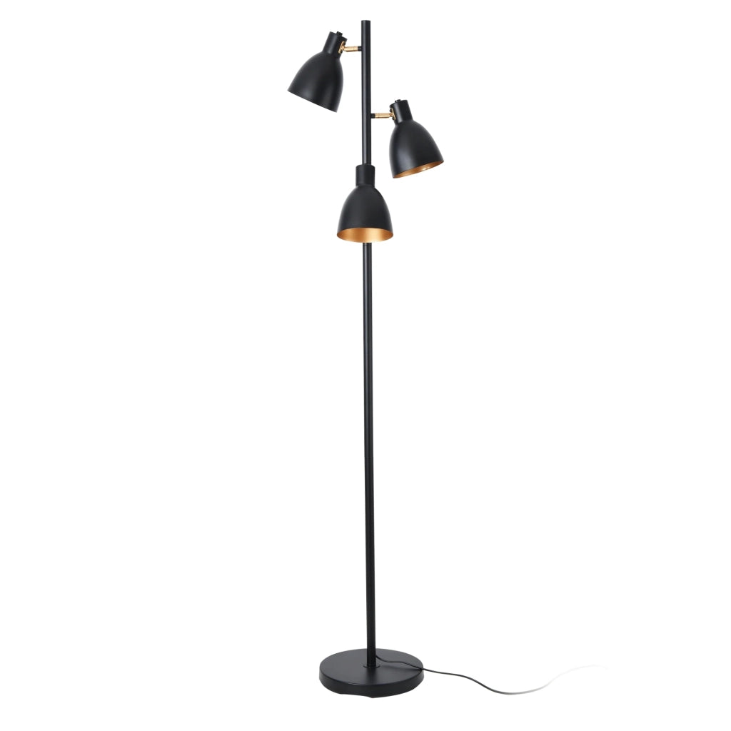 Lampada da terra dallo stile senza tempo elegante illuminazione di design per soggiorno camera da letto ufficio Wattsitney con 3 attacchi E14 metallo altezza 154 cm nero e oro 03_0009540