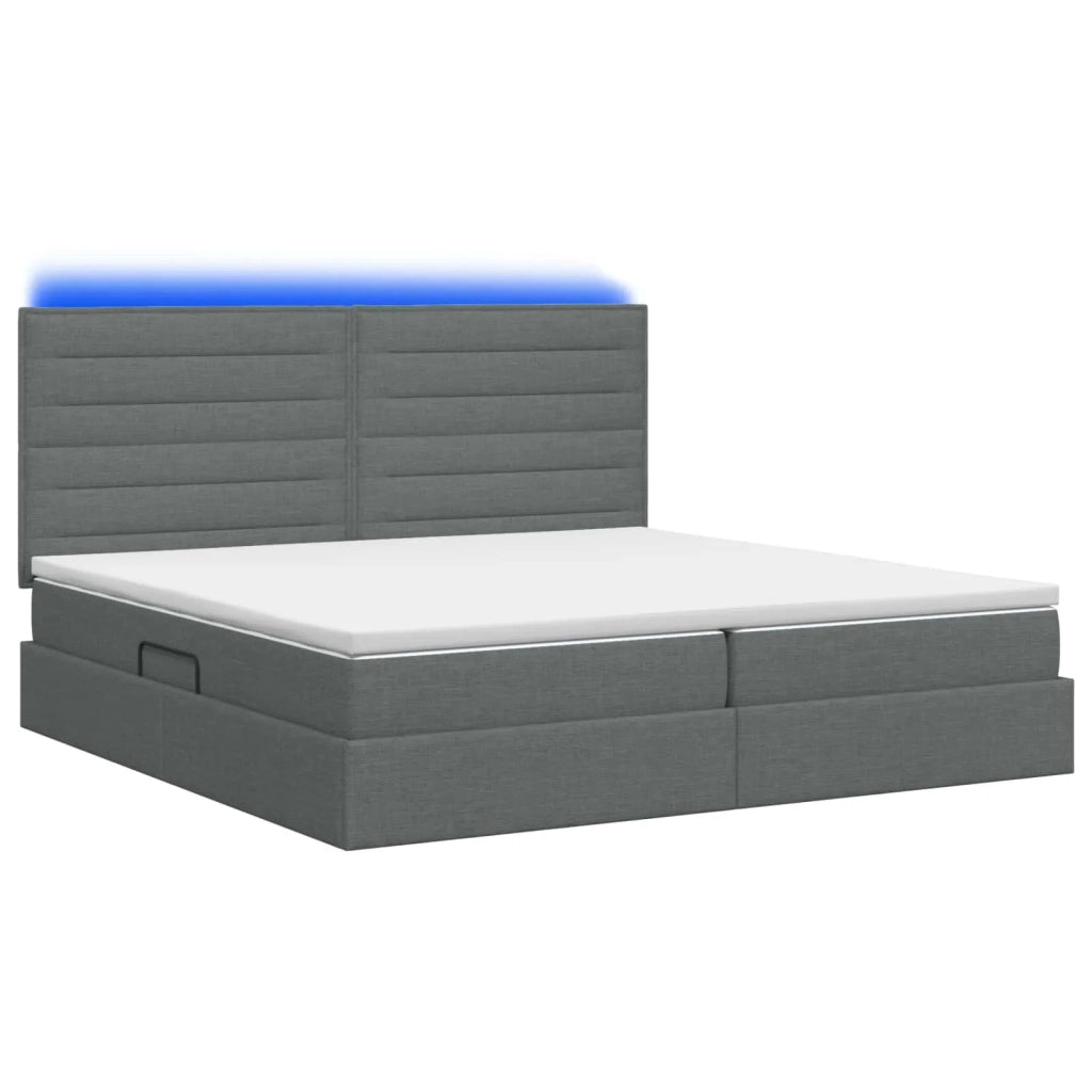 Letto con contenitore LED e materasso Grigio Scuro 200 x 200 cm 3459904