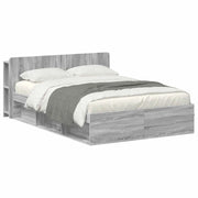 Letto matrimoniale | Letto per adulti | Telaio del letto con storage Sonoma grigio 150 x 200 cm