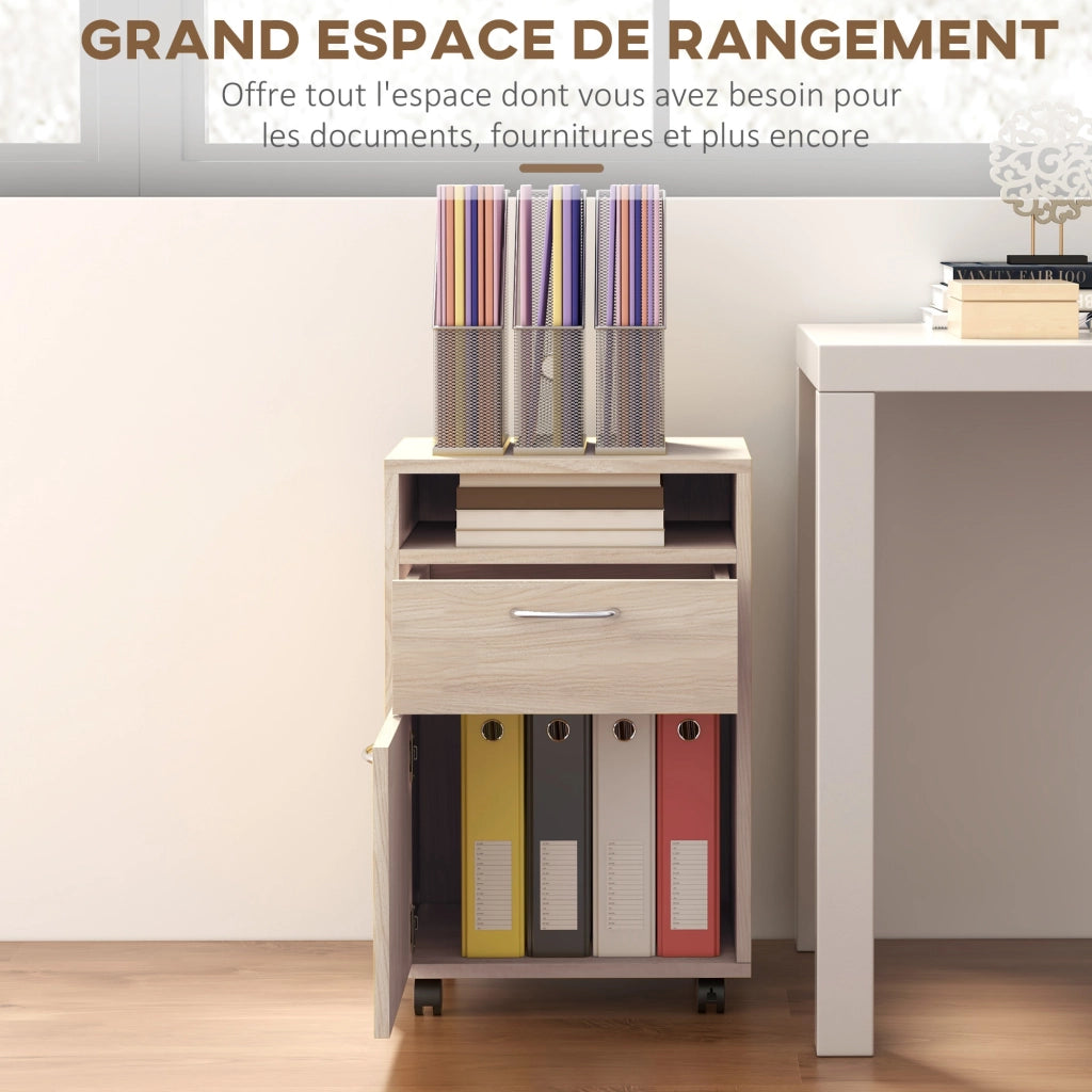 Scrivania con cassetto e ruote ¨C zephmum ¨C quercia 40x35x60 cm