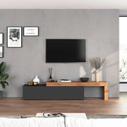WHOUS Mobile porta tv Chronos estensibile con 1 anta a ribalta antracite/rovere 190/350x40x51 cm