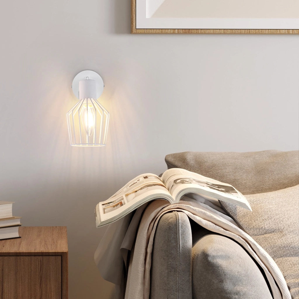 ZMH Faretto da soffitto bianchi 1 luce E14 metallo orientabili 350° industriali anche parete per corridoio soggiorno