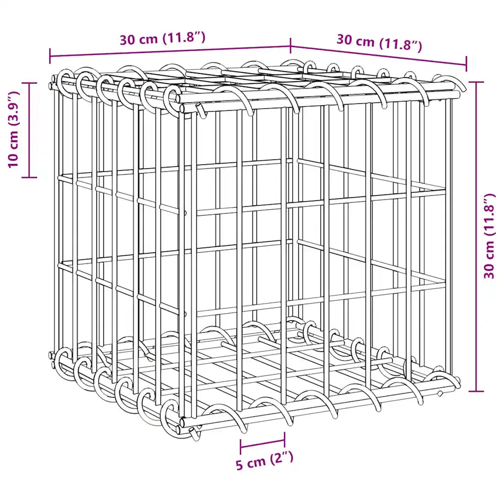 Gabbione Letto Rialzato a Cubo in Filo di Acciaio 30x30x30 cm 145648