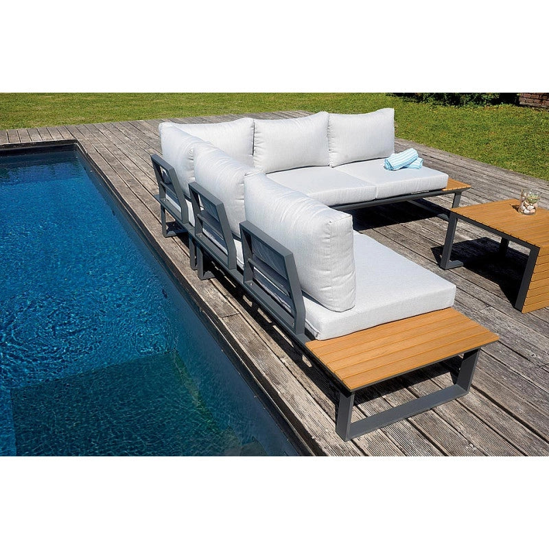 Set angolare MOIA Saint Tropez in alluminio e resin wood