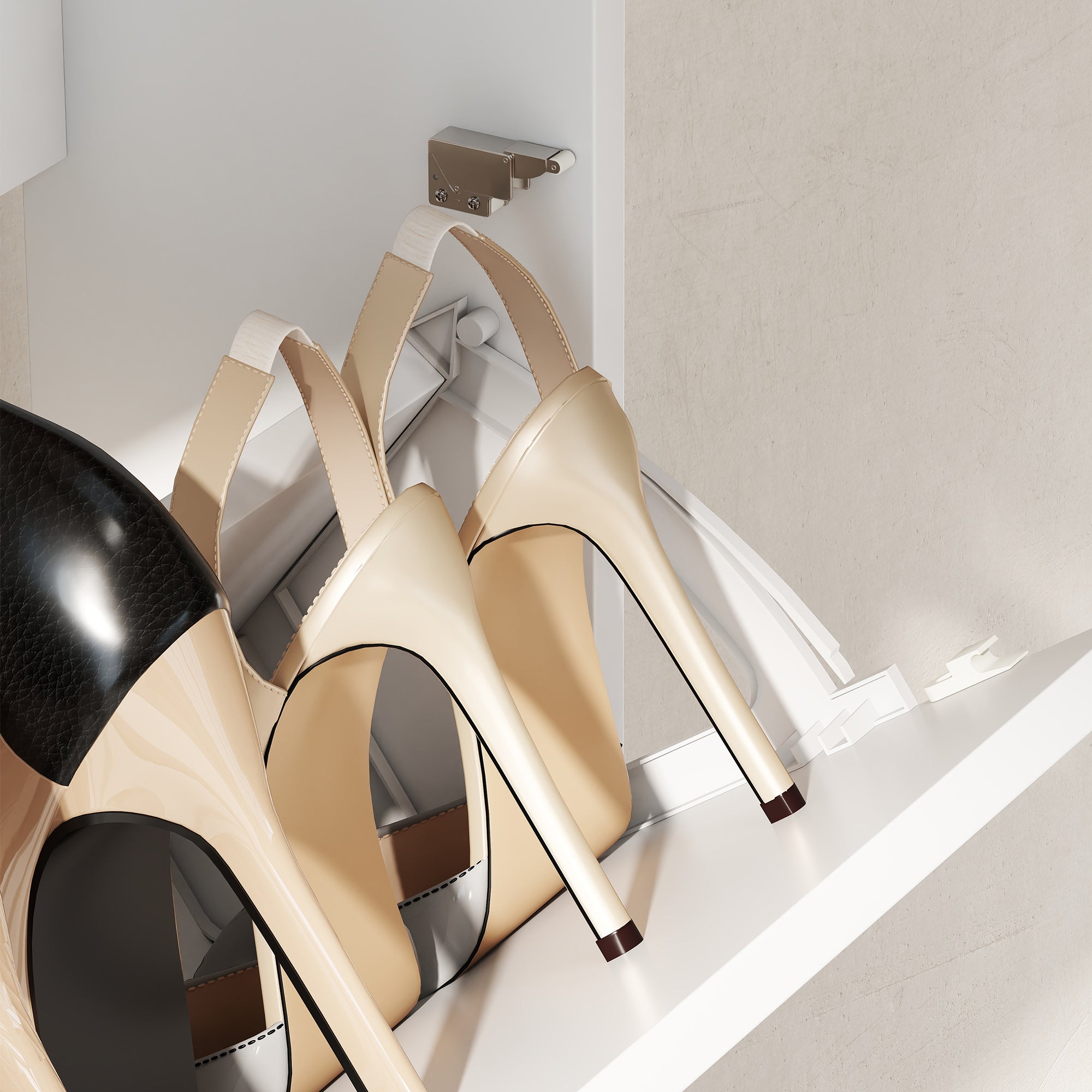 Scarpiera a Specchio 63x17x146 cm a 4 Ante Antiribaltamento in Legno Bianco