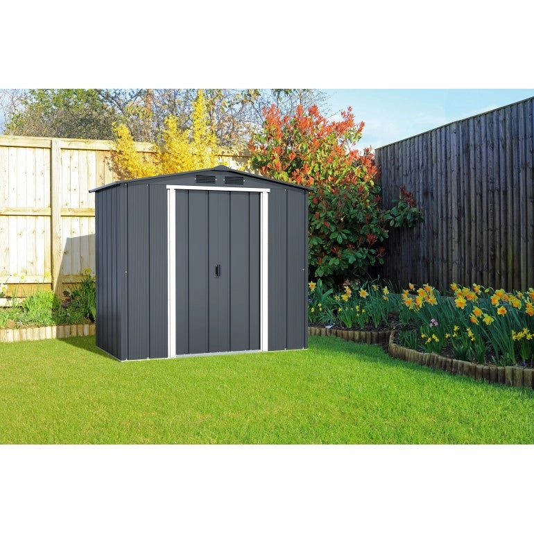 organizza il tuo giardino Casetta in Metallo 6'x4' Ezooza 1221 x 2020 x 1805 mm grigia: perfetta nella tua oasi verde