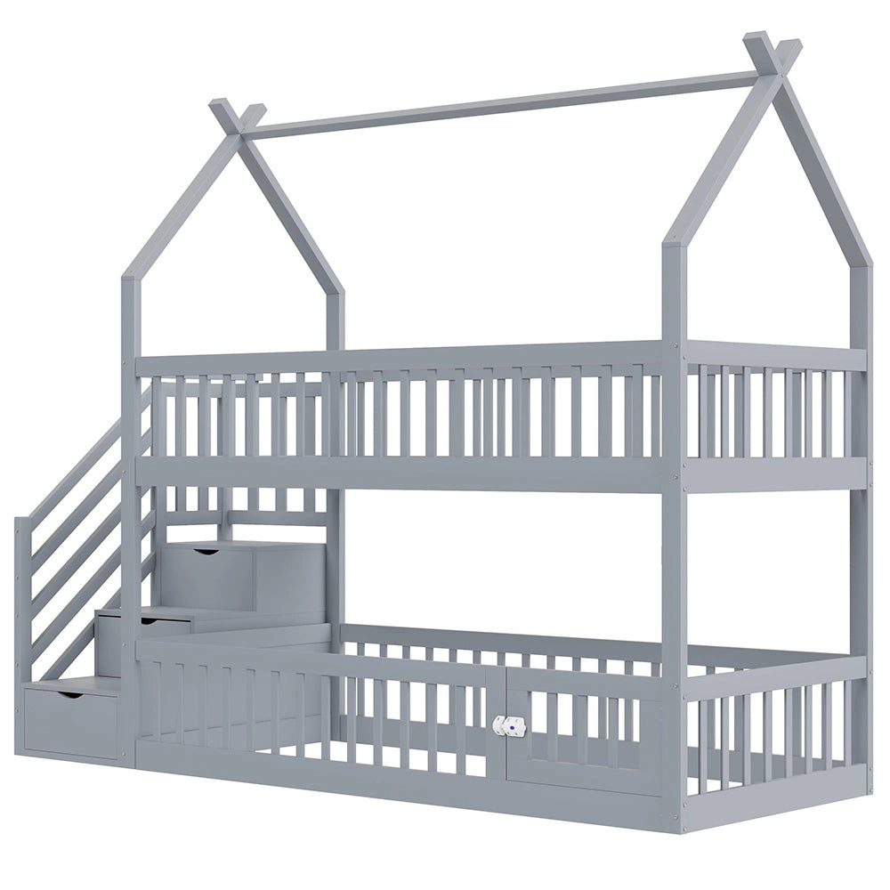Letto a castello - Xylo - 90x200 cm legno con cassetti