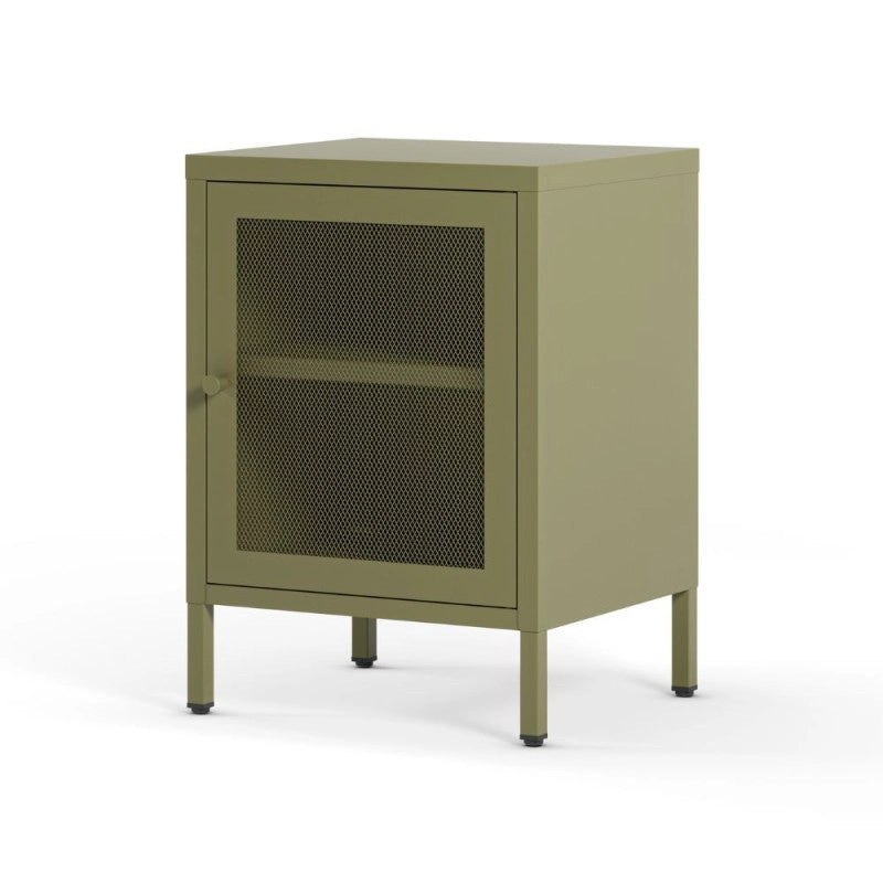 Comodino Fayna19363 in metallo con 1 anta colore verde