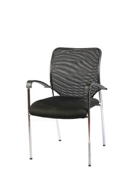 Sedia Attesa da Ufficio Nera Cromata in Tessuto Traspirante Tosini W 1008G K