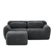 Divano Angolare Modulare 2 Posti con Cuscini; Senza Montaggio; in Peluche Grigio