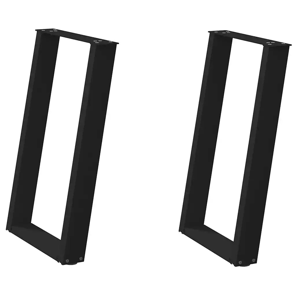 vidaXL Gambe per tavolo da pranzo a forma di U 2 pz nere 50x(72-73) cm in acciaio