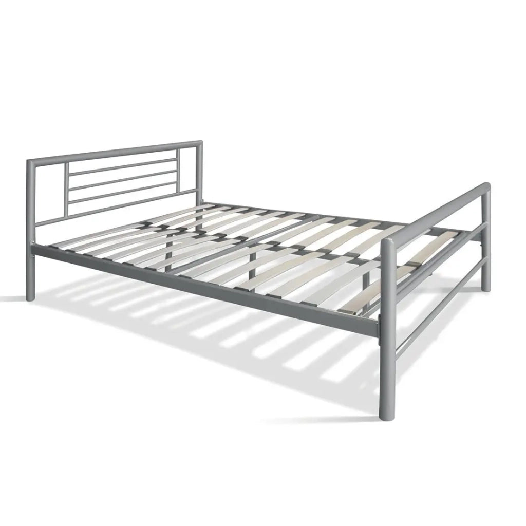 Letto ECHO - Letto matrimoniale in metallo 140x200 cm grigio brillante con rete inclusa