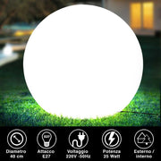 Lampada Sfera Giardino 40cm Luce Esterno Bianco attacco E27 Decorazione Esterno
