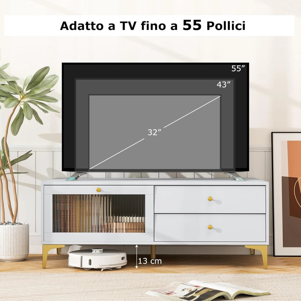Mobile Porta TV Fino a 55’’, Mobile Console con Scomparto, Porta TV con Cassetti, Centro di Intrattenimento Moderno, Tavolo Console per TV, per Soggiorno Camera da Letto