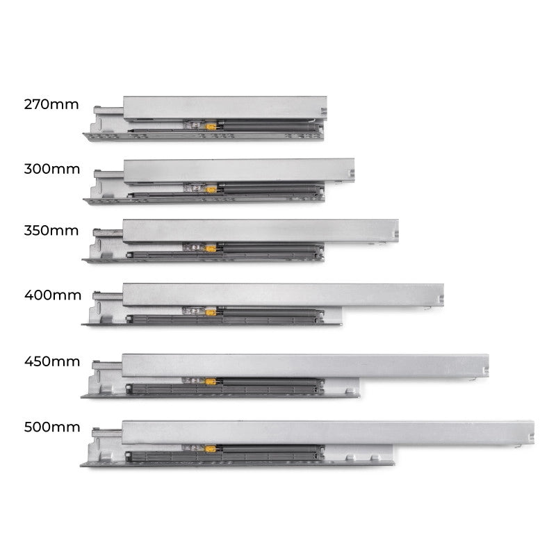 Cassetto esterno Protone 30kg, guide di estrazione totale con una chiusura soft, altezza 93mm, profondità 300mm, Acciaio