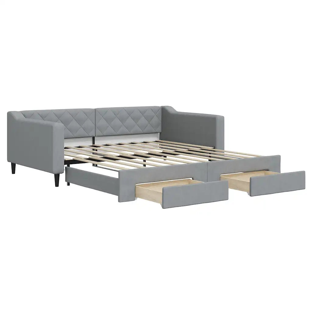 Divano Letto Estraibile Cassetti Grigio Chiaro 100x190 Tessuto 3197505
