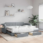 Divano Letto Estraibile Cassetti-Sofa Letto-Daybed Grigio Chiaro 90x190cm Tessuto 214113