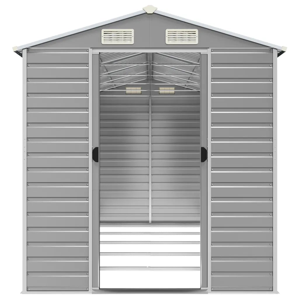 Casetta da giardino grigio chiaro 191x470x198 cm in acciaio zincato 3188246