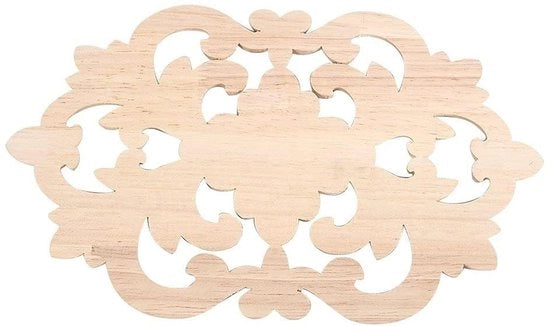 Decorazione in Legno - Ornamento per Parete - Decorazione in Legno - Ornamenti in Legno - Disegno di Fiori - Legno di Rattan - 22x14 cm