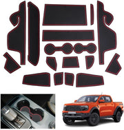 Accessori per Ford Ranger T9 2023 2024 2025 (Sistema di Frizione Elettronica) Pieghevoli Tappeti Antiscivolo, Ranger Raptor Wildtrak Tappeti Antiscivolo in Gomma, Pannello di Consolle Centrale Deurnaad, Accessori per Ranger 2024 (Rosso)
