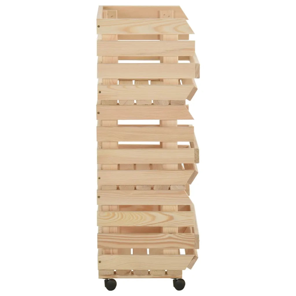 Carrello Portaverdure 77x30x80 cm in Legno Massello di Pino 327327