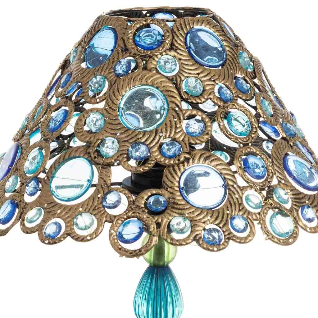 Lampada in metallo blu con vetro acrilico colorato 30x47.5h cm