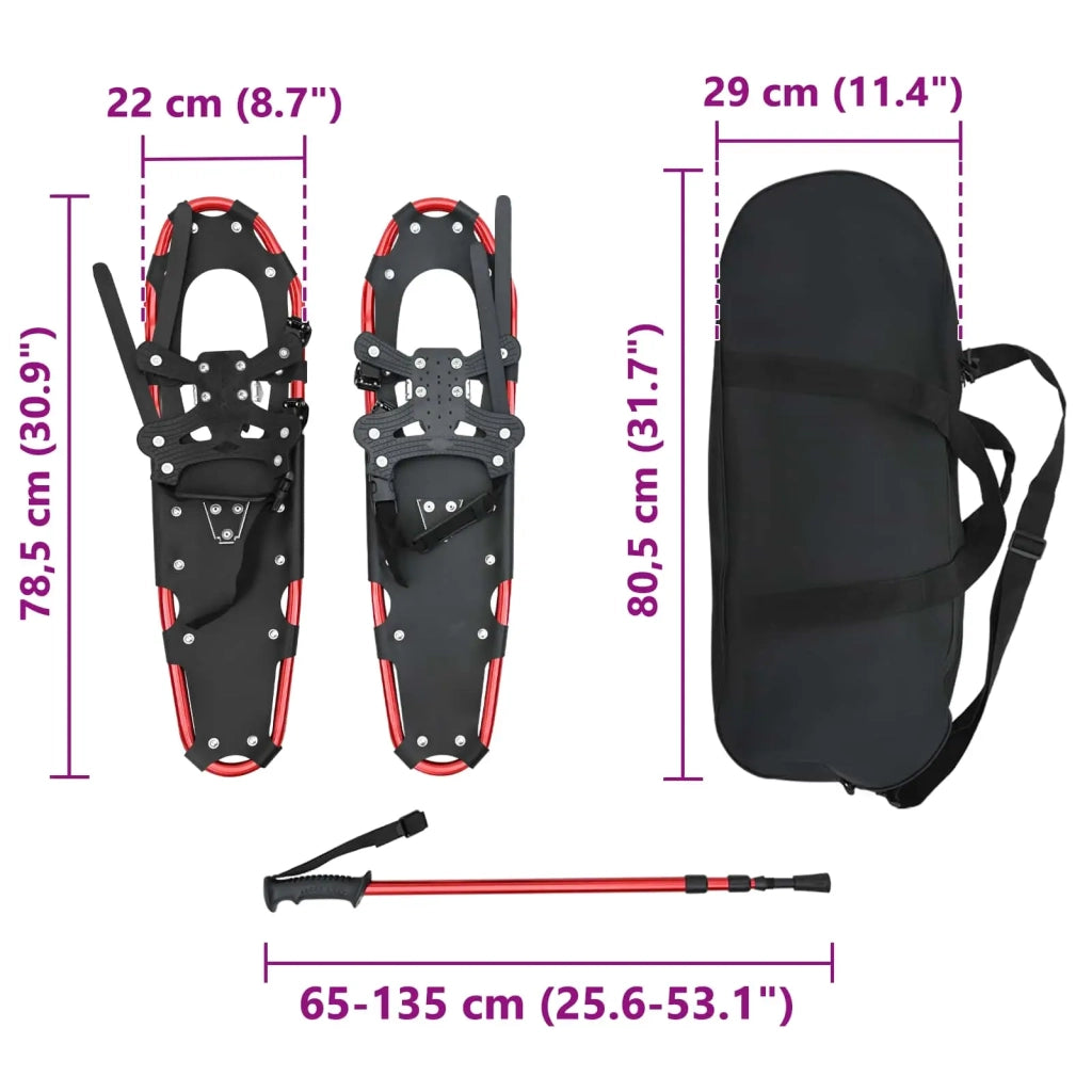 Racchette da neve 3 in 1 con bastoni da trekking Rosso e Nero CFW4271803