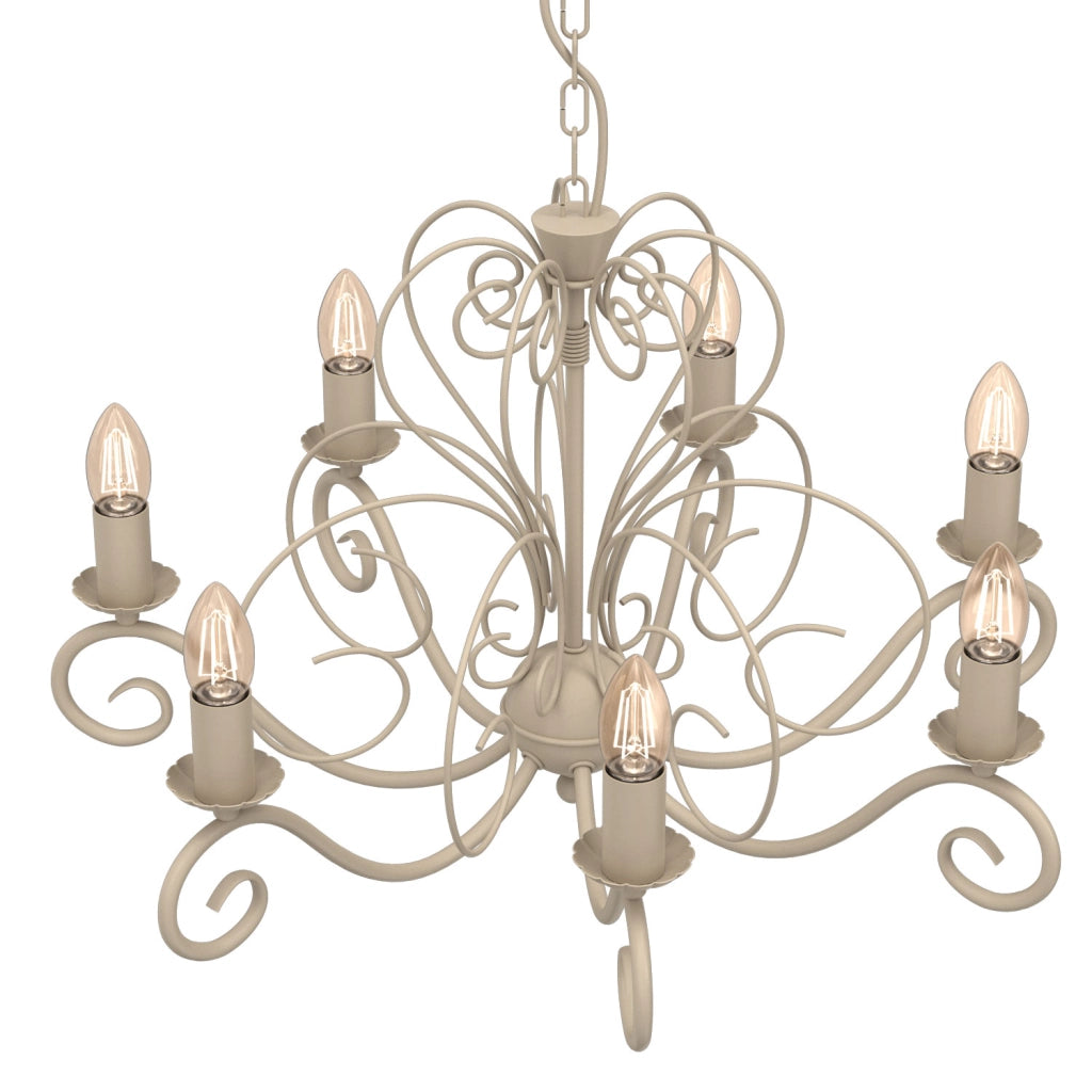 Lampadario decorativo beige 7 luci E14 Mauro Luminex