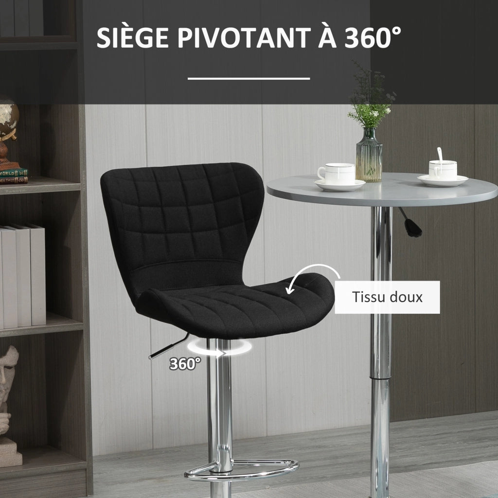 Sgabello da Bar Design Moderno Regolabile Girevole 360¡ã ¨C Zephmum ¨C Lino Nero 59-81 cm