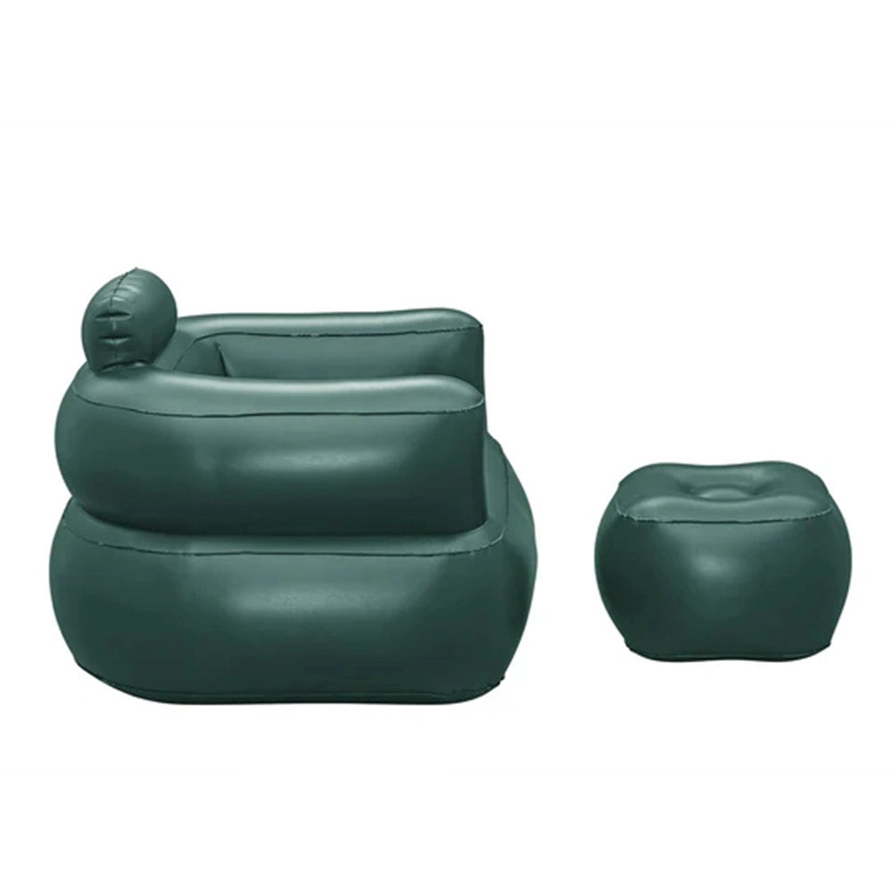 Trade Shop - Poltrona Gonfiabile Relax Comfort Con Braccioli Pouf Poggiapiedi Comfi Cube 107x99x80cm -