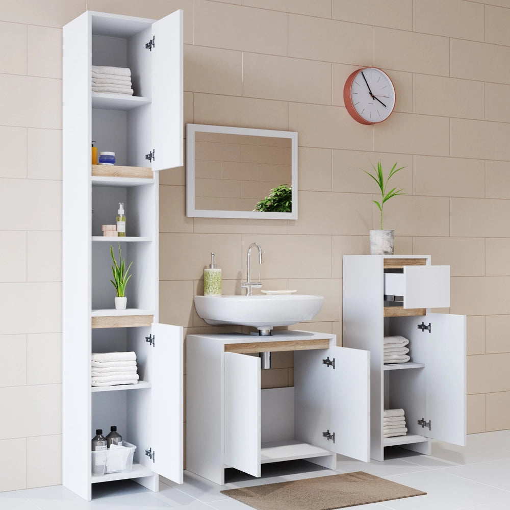 Vicco Mobile bagno alto Bianco/Sonoma 30 x 190 cm